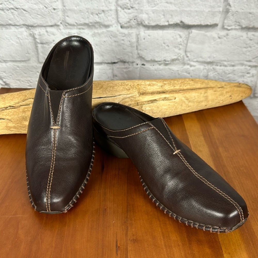 Timberland Brown Leather Slip-On Mules